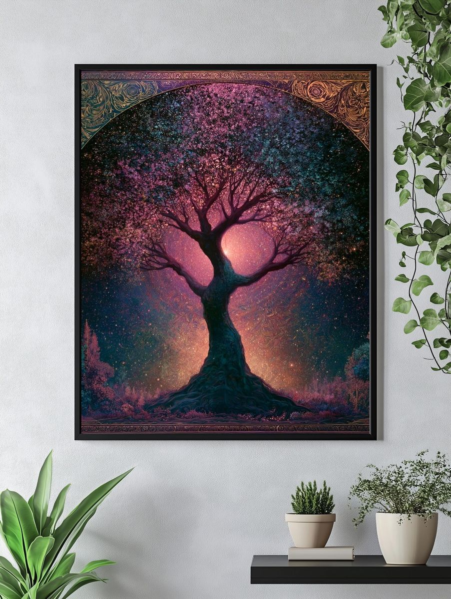 Cosmic Tree of Light Illustration Poster. — room view 4
