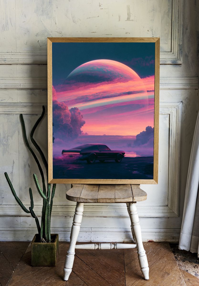 Cosmic Car Dreamscape Poster. — room view 1