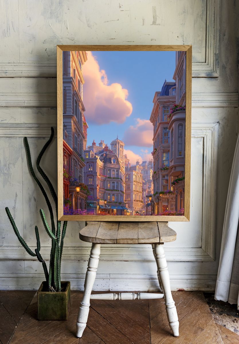 Parisian Street at Sunset Print. — room view 1