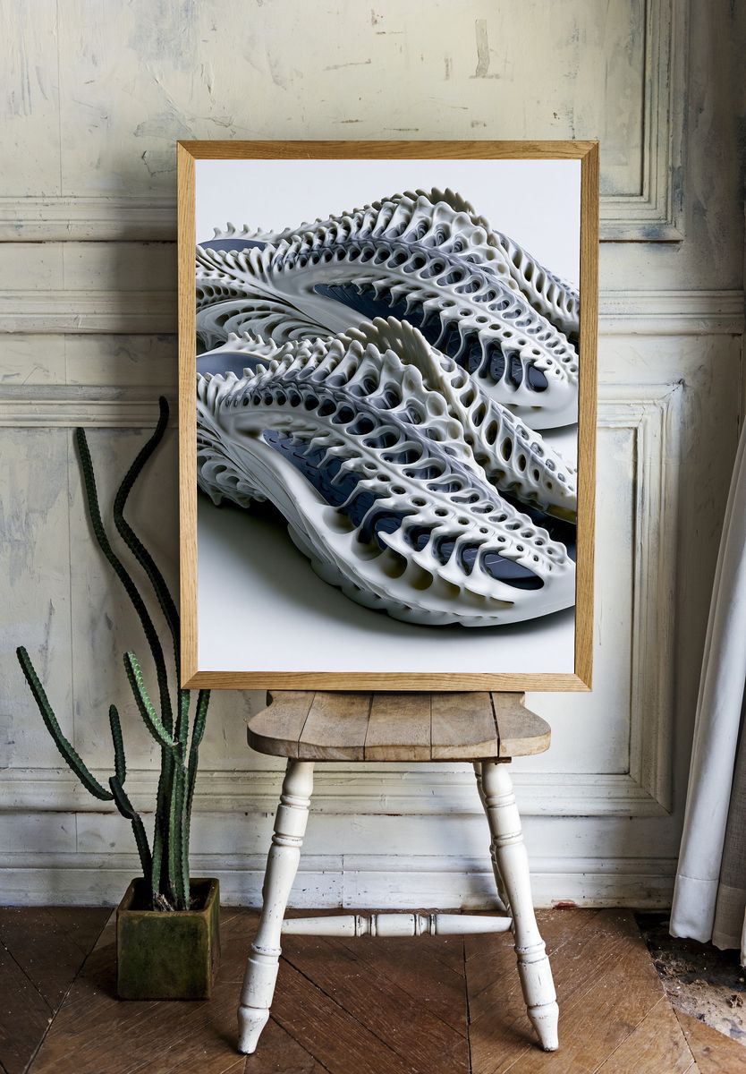 Futuristic Sculptural Sneakers Print. room preview