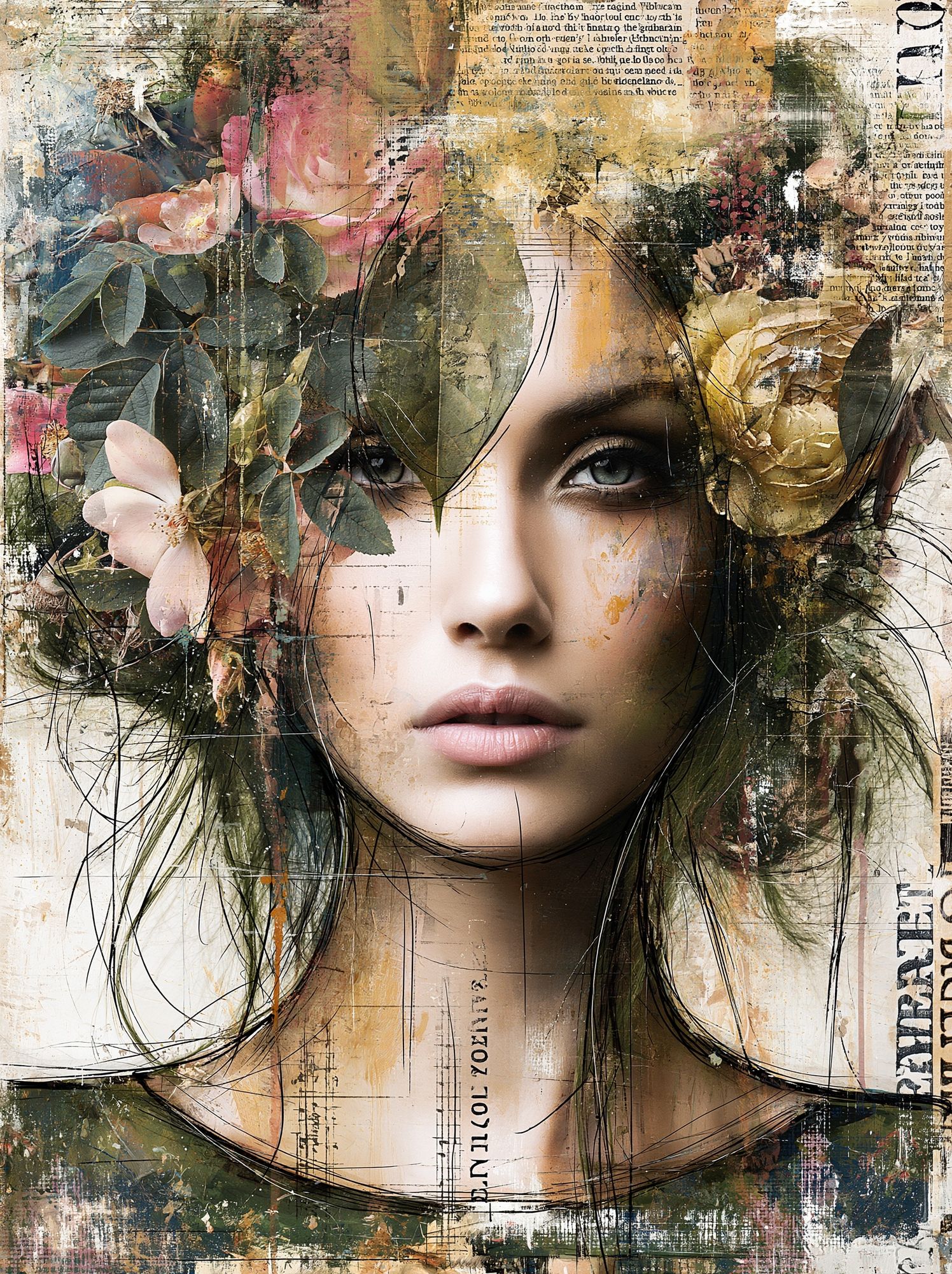 Floral Portrait Illustration Poster. poster detail