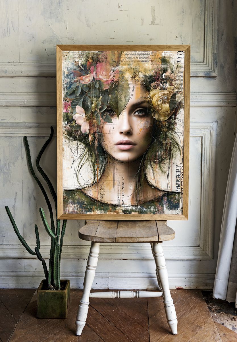 Floral Portrait Illustration Poster. room preview