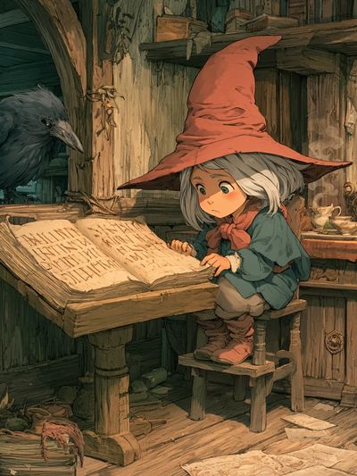 Wizard Child and Raven Illustration Poster. poster