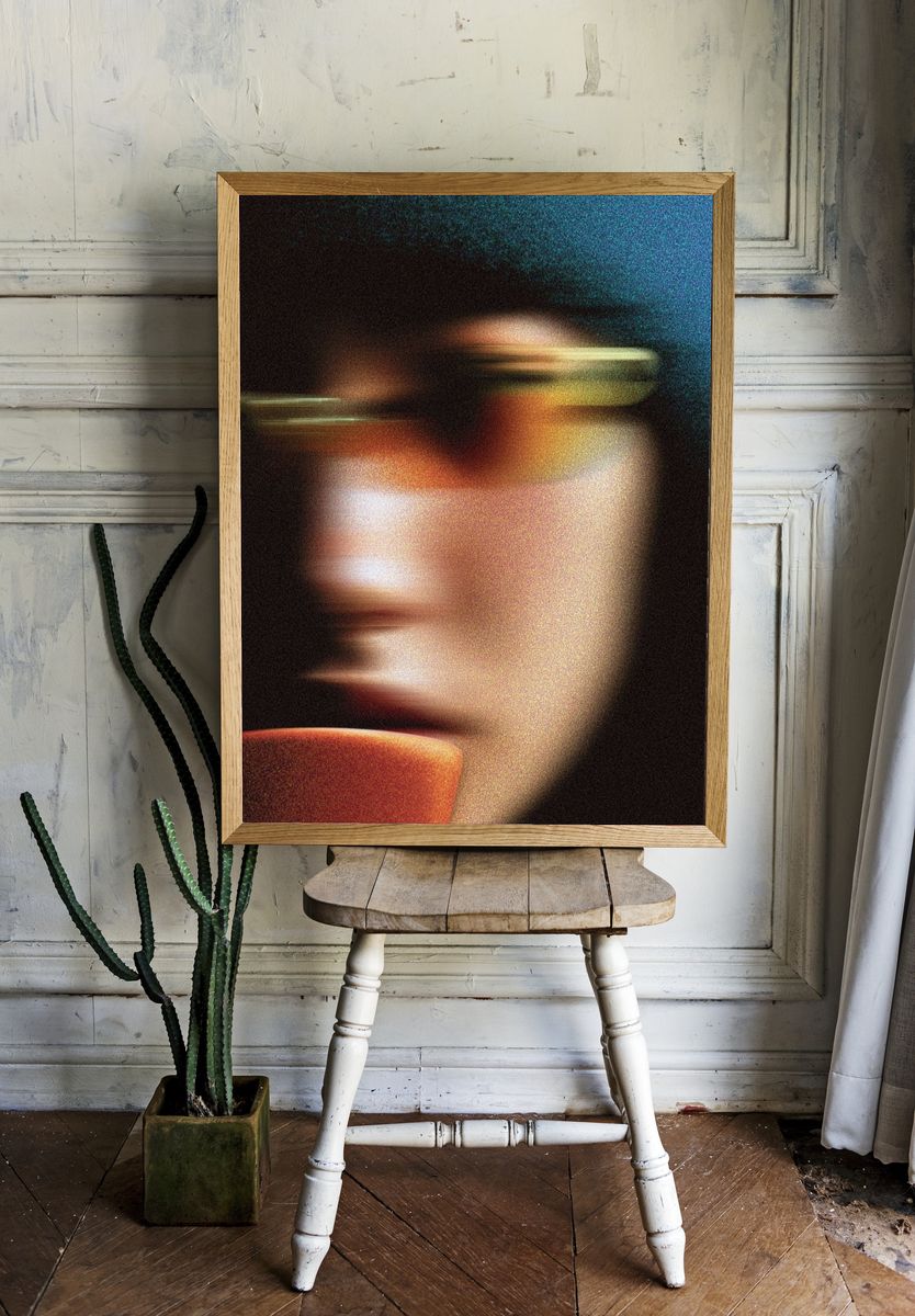 Blurred Portrait Digital Art Print. room preview