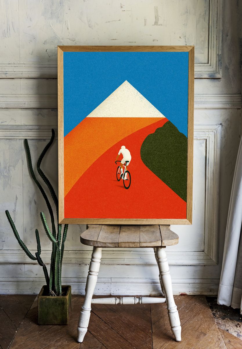 Cyclist on Geometric Road Poster. — room view 1