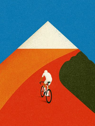 Cyclist on Geometric Road Poster. poster