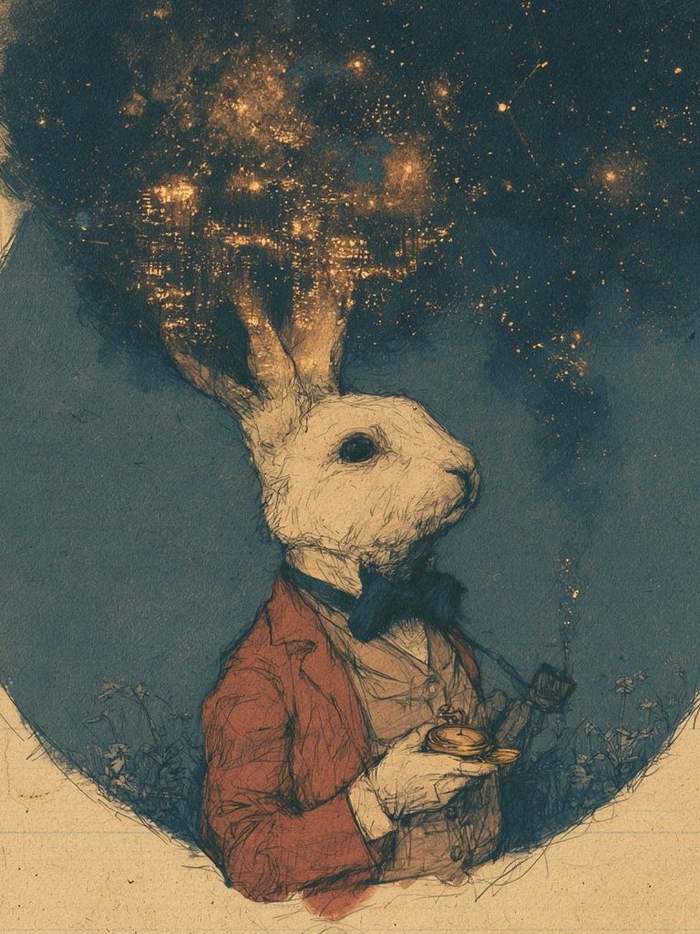 Rabbit in a Dreamscape Illustration Poster. poster — illustration art