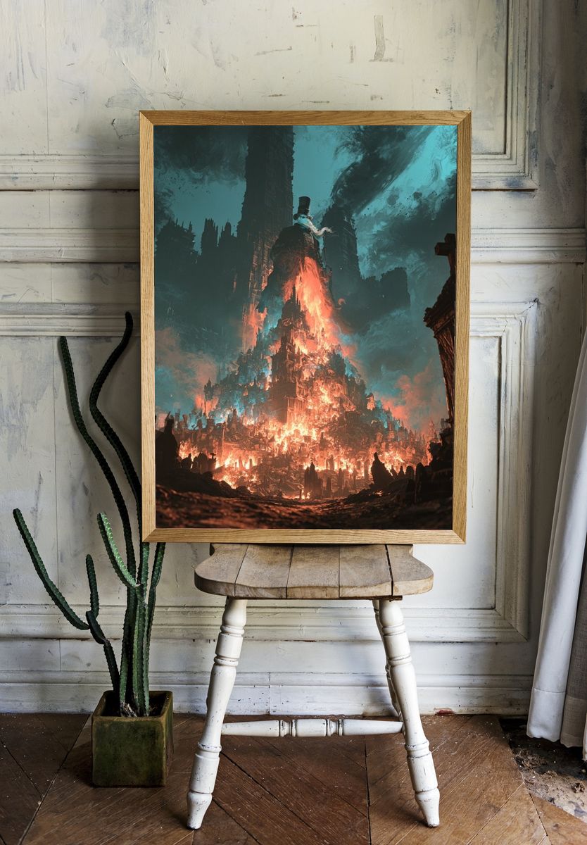 Infernal Gothic Cityscape Print. — room view 1