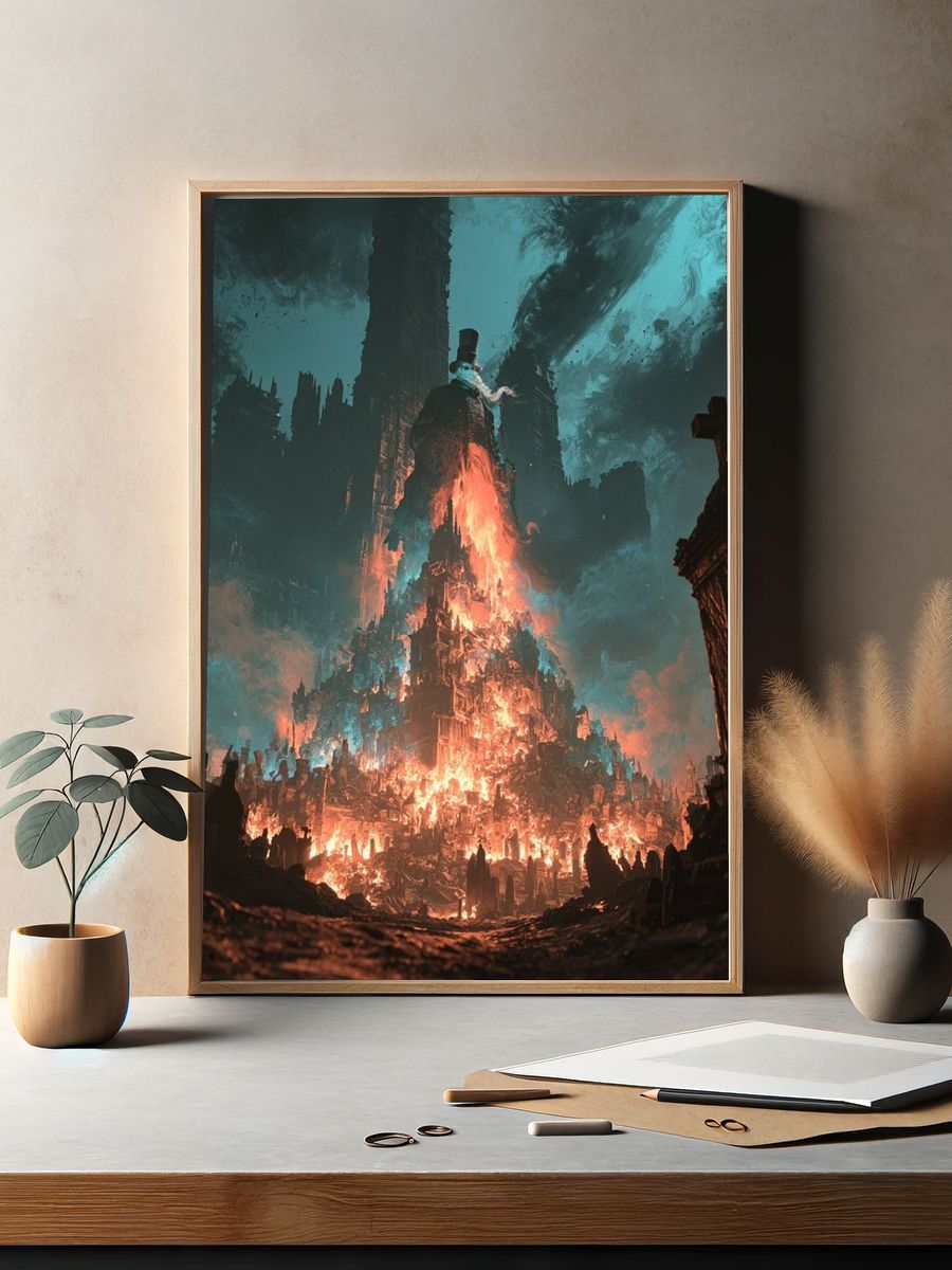 Infernal Gothic Cityscape Print. — room view 2