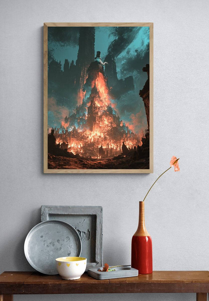 Infernal Gothic Cityscape Print. — room view 3