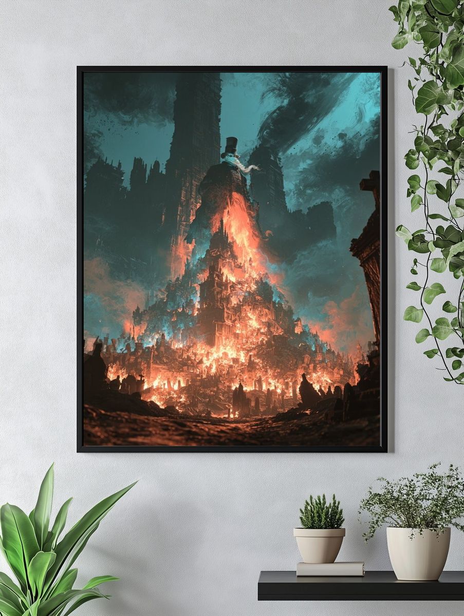 Infernal Gothic Cityscape Print. — room view 4