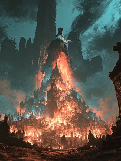Infernal Gothic Cityscape Print. poster