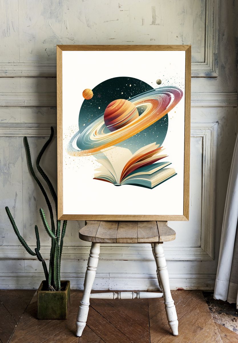 Saturn Book Illustration Poster. — room view 1