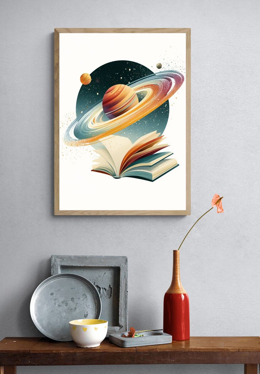 Saturn Book Illustration Poster. — room view 3