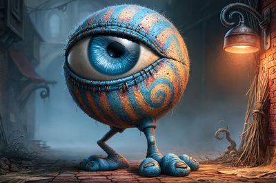 Surreal Blue Eyeball Creature Poster. poster print