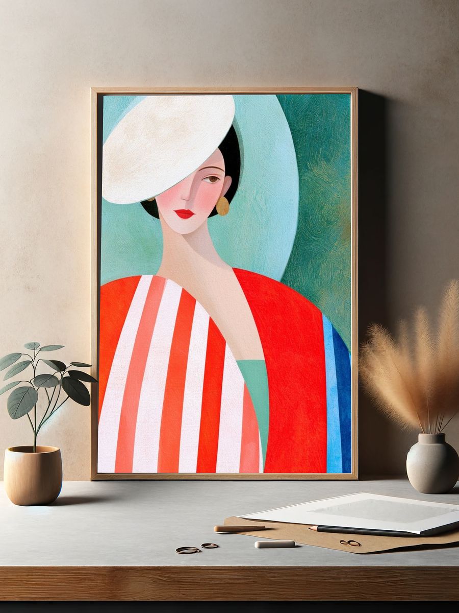 Elegant Woman Portrait Illustration Poster. — room view 2