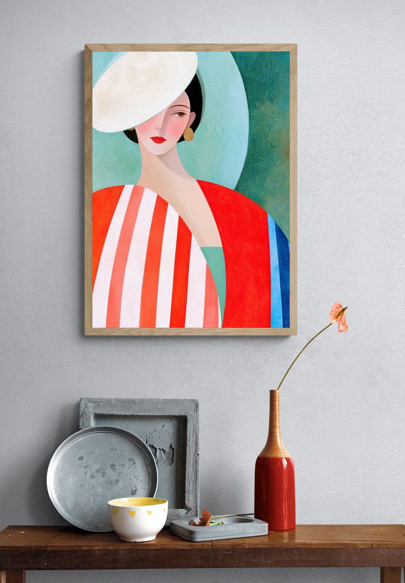 Elegant Woman Portrait Illustration Poster. — room view 3
