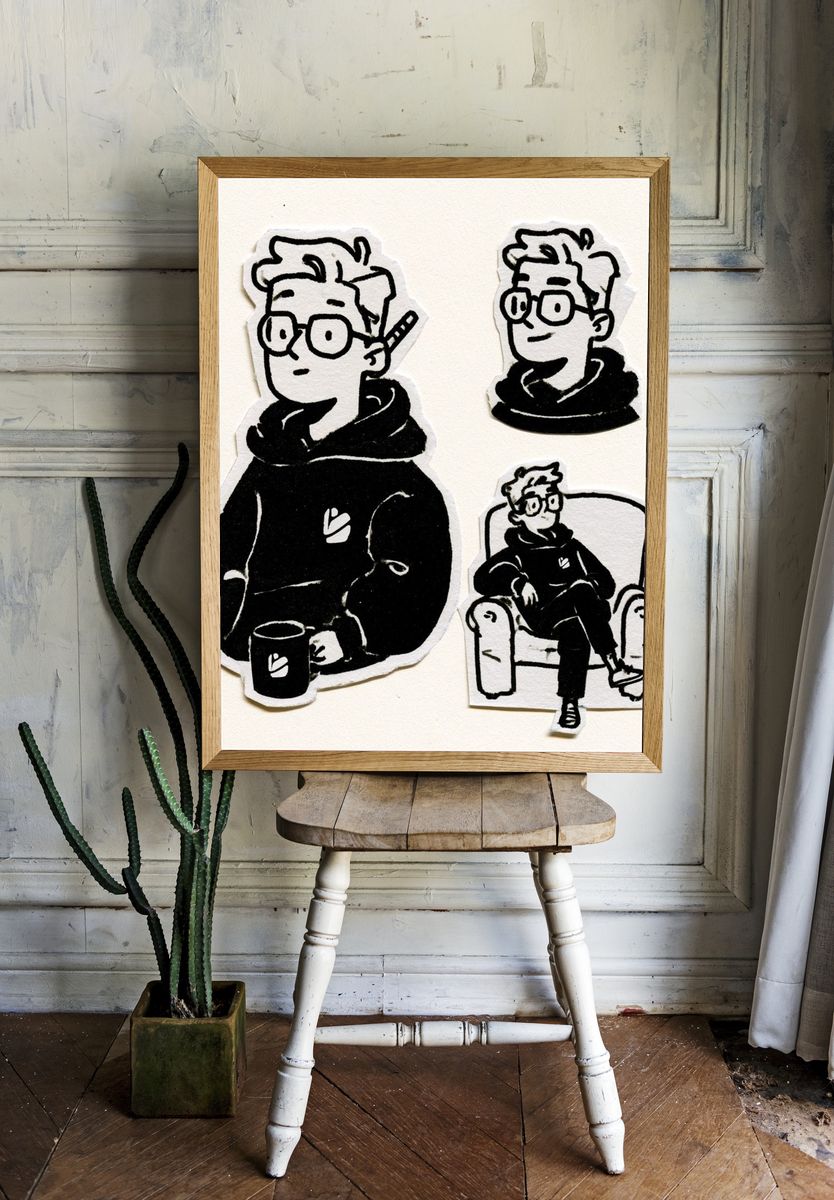 Casual Hoodie Character Illustration Poster. — room view 1
