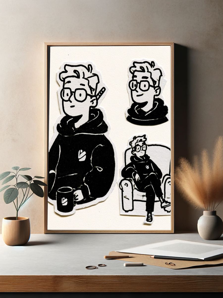 Casual Hoodie Character Illustration Poster. — room view 2