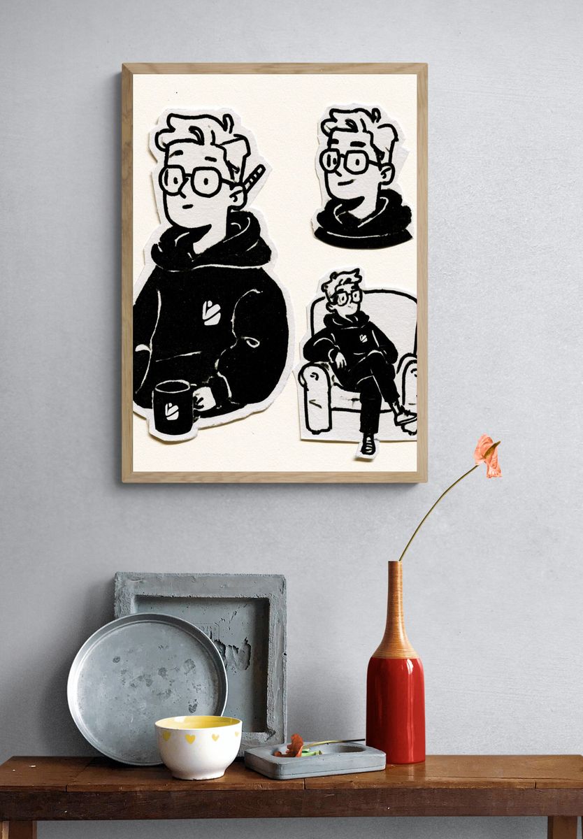 Casual Hoodie Character Illustration Poster. — room view 3