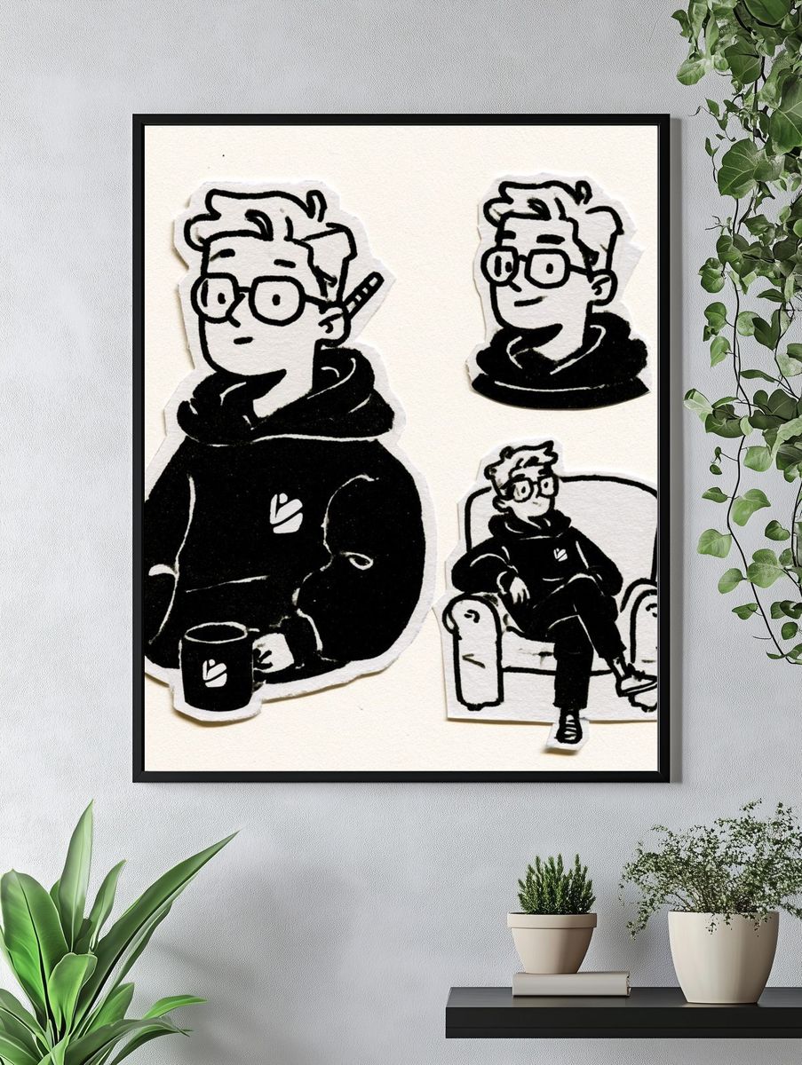 Casual Hoodie Character Illustration Poster. — room view 4