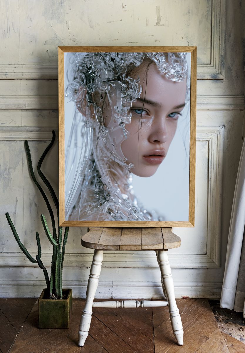 Cybernetic Portrait Digital Art Poster. — room view 1