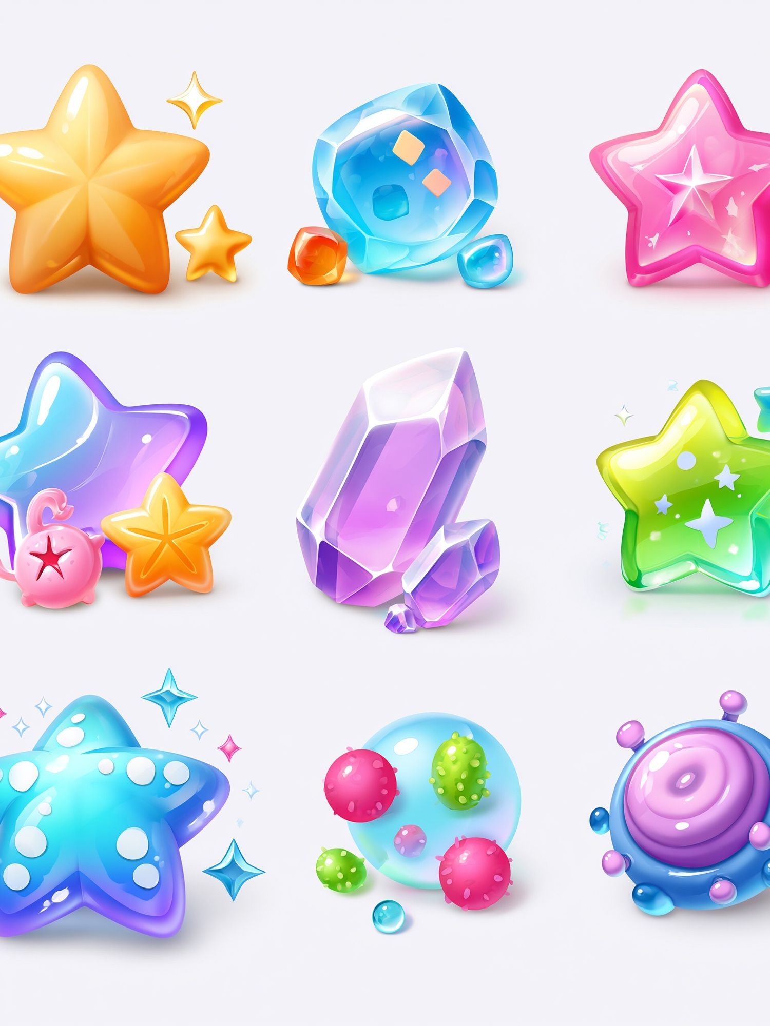 Candy Star Icons Illustration Poster. poster detail