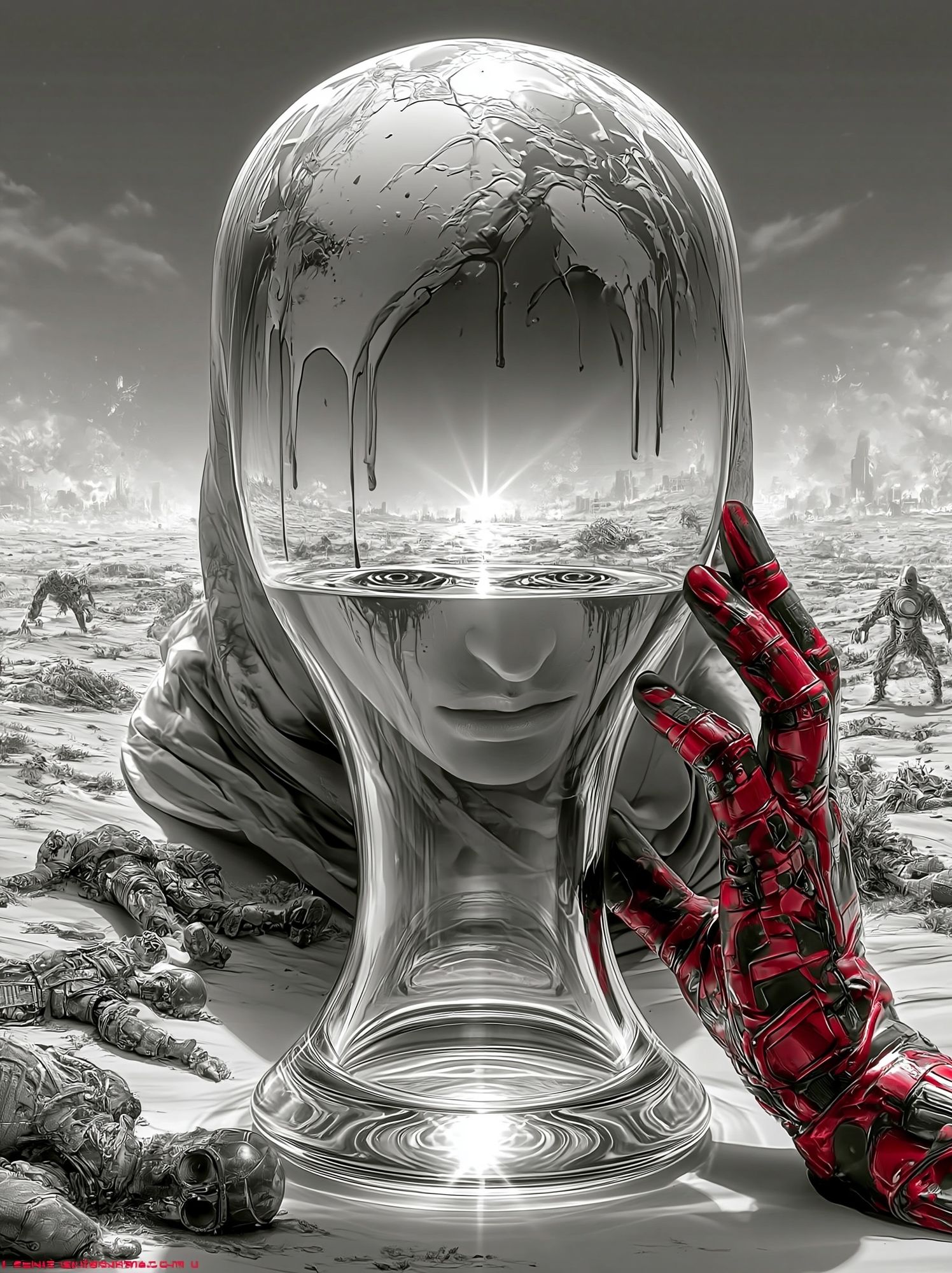 Surreal Chrome Head Sci-Fi Poster. poster — illustration art