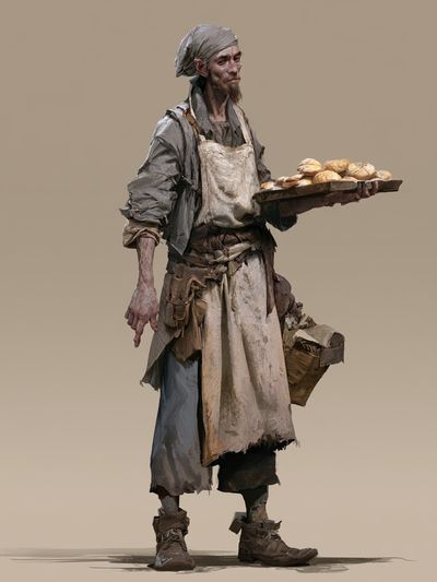 Bread Seller Figure Illustration Print.