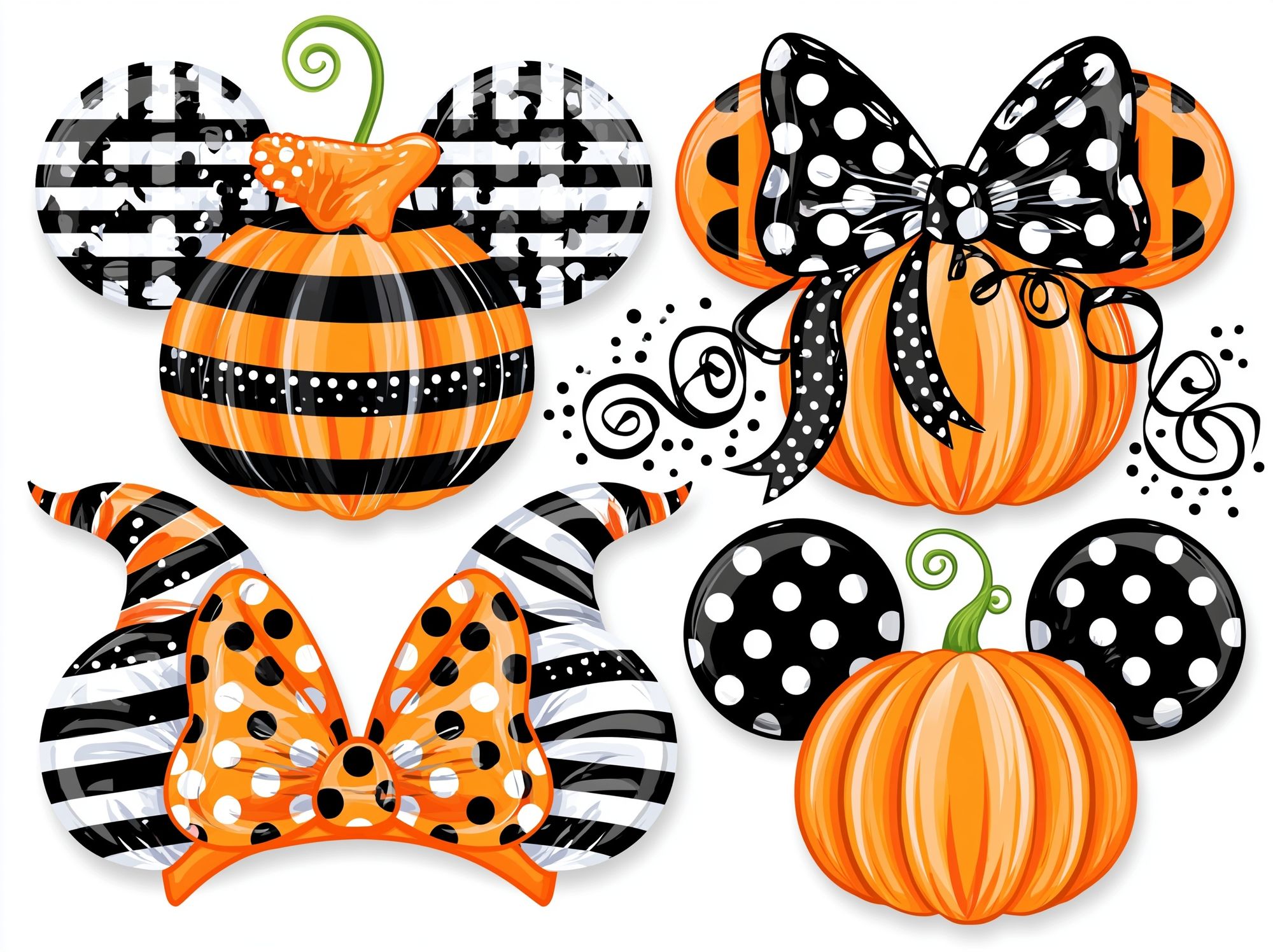 Halloween Pumpkin Bow Illustration Poster. poster detail
