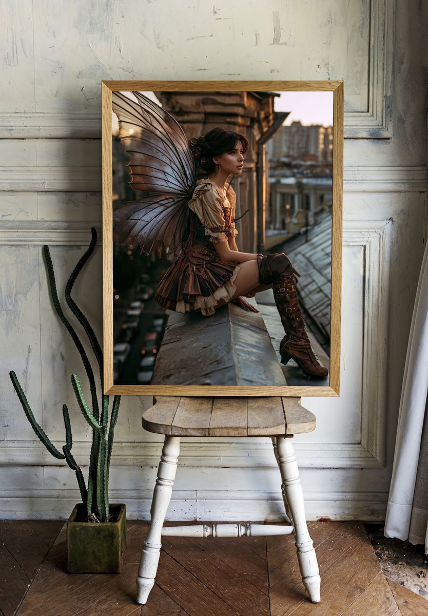 Steampunk Fairy Portrait Print. — room view 1