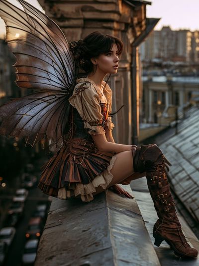 Steampunk Fairy Portrait Print. poster