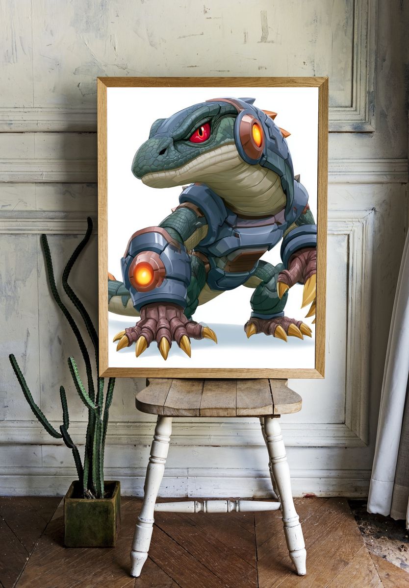 Cyber Raptor Digital Art Poster. room preview