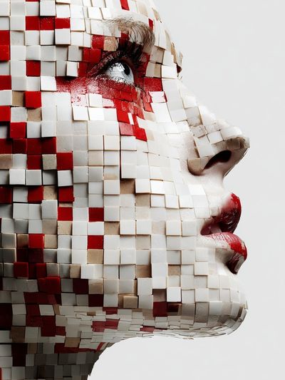Mosaic Face Profile Illustration Poster. poster print