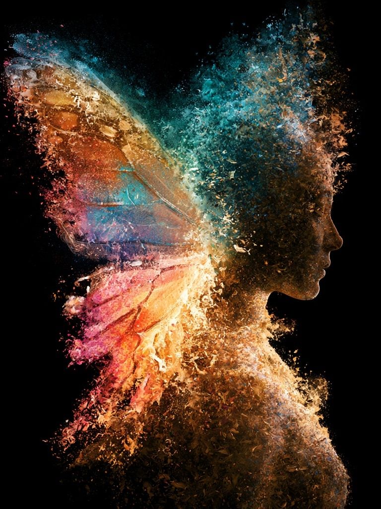 Colorful Fairy Silhouette Illustration Poster. poster — illustration art