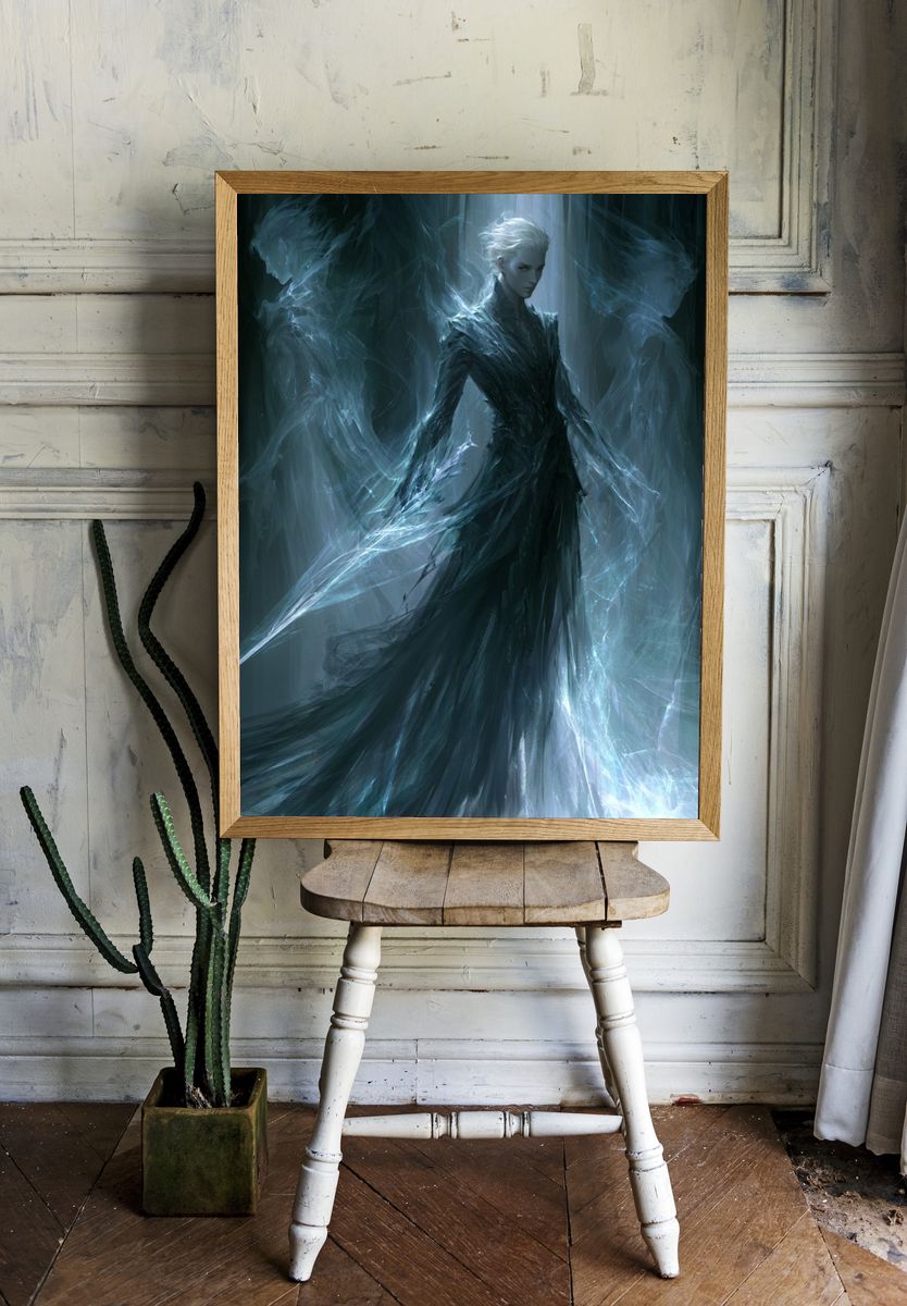 Ethereal Ice Queen Digital Art Poster. — room view 1