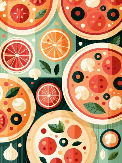 Colorful Pizza Slice Pattern Poster.