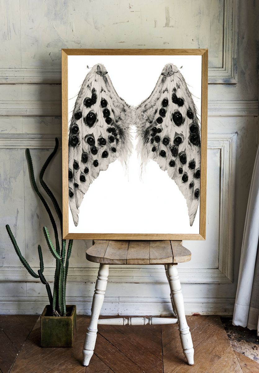 Moth Wings Ink Illustration Poster. — room view 1