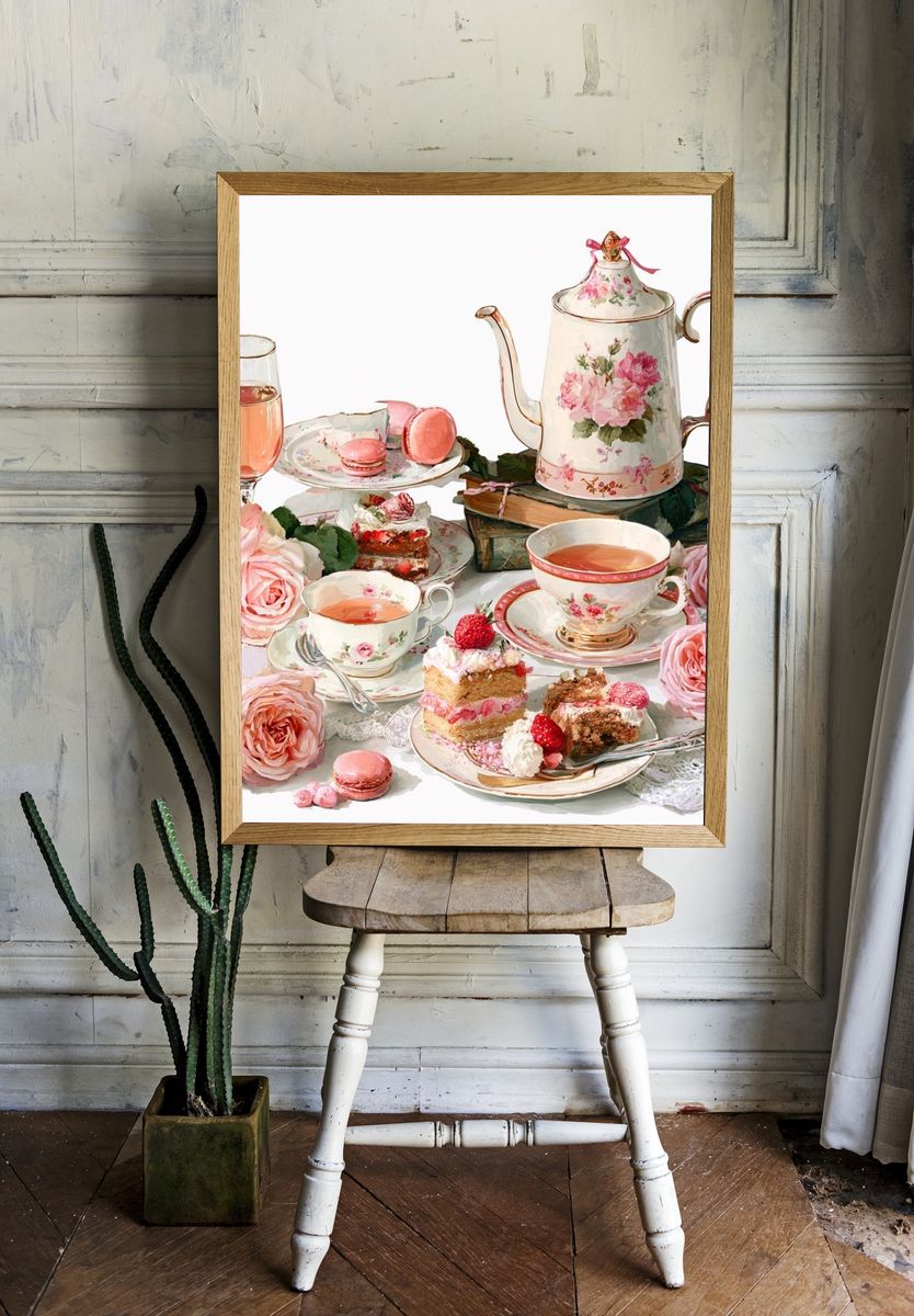 Floral Tea Still Life Illustration Poster. room preview