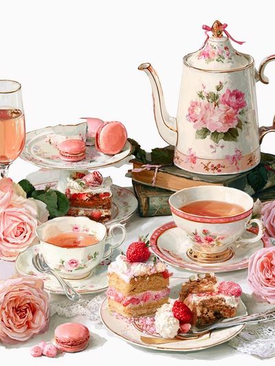 Floral Tea Still Life Illustration Poster.