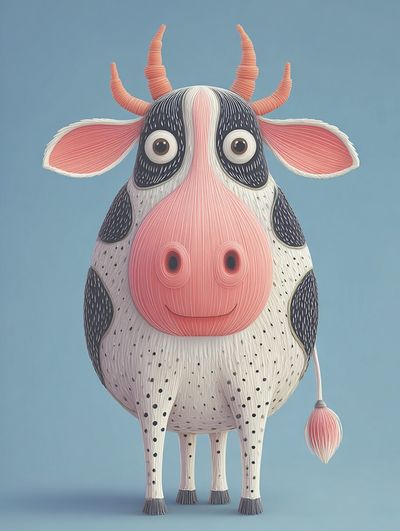 Whimsical Cow Illustration Poster. poster