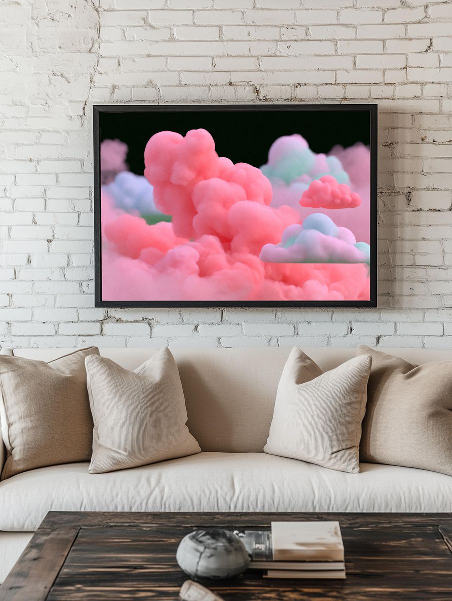 Pastel Cloudscape Abstract Print. — room view 1