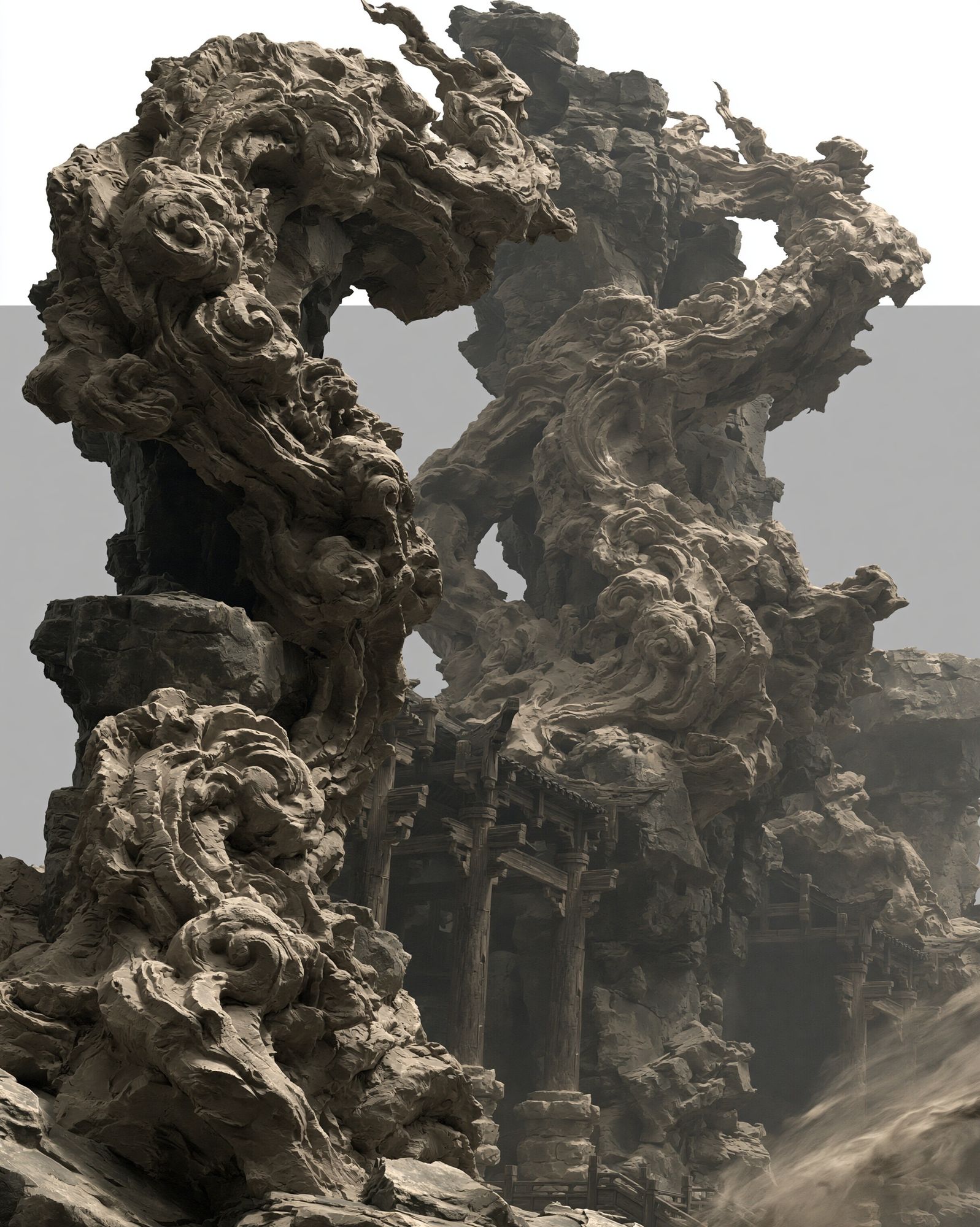 Ancient Rock Fortress Illustration Poster. poster detail