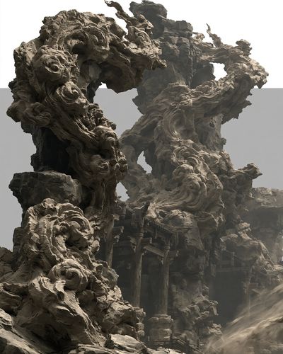Ancient Rock Fortress Illustration Poster.