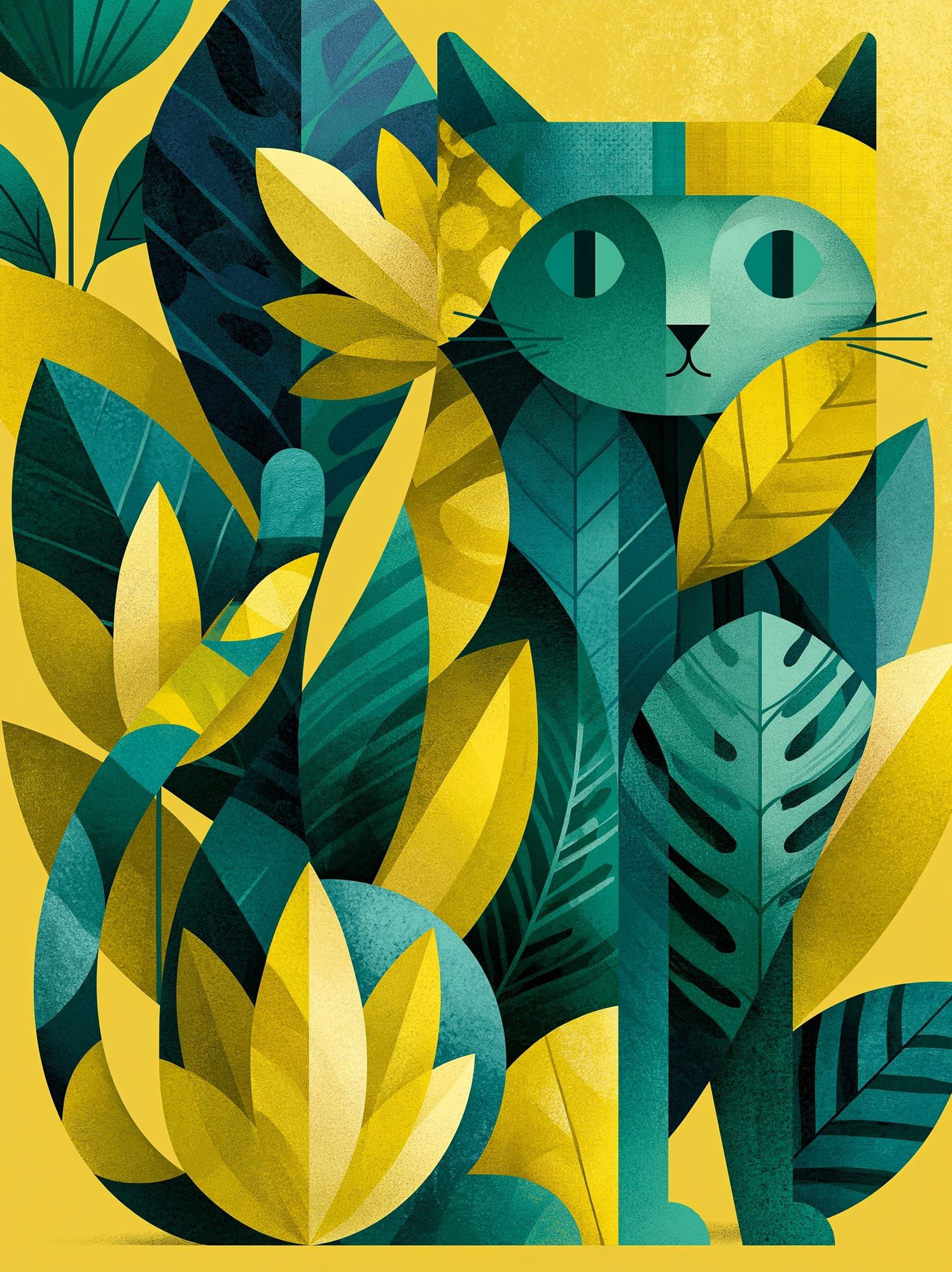 Jungle Cat Botanical Poster. poster — illustration art