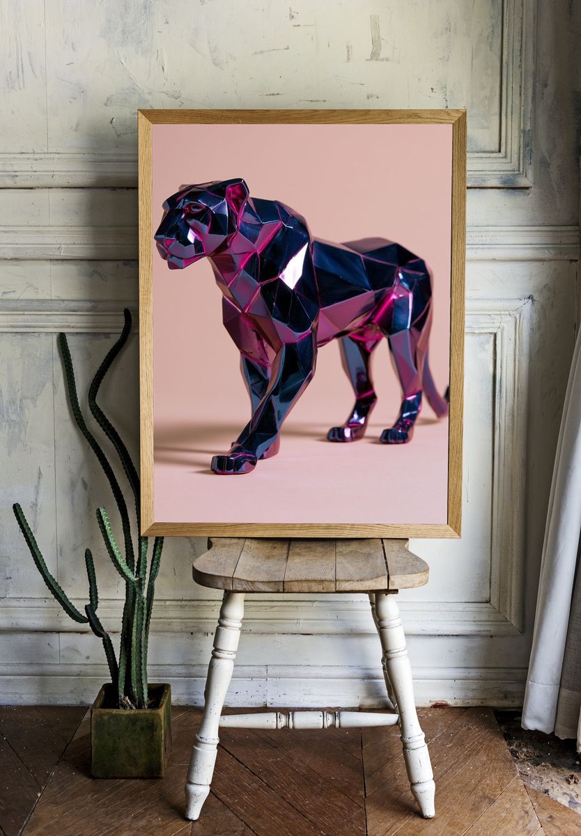 Geometric Panther Illustration Poster. room preview