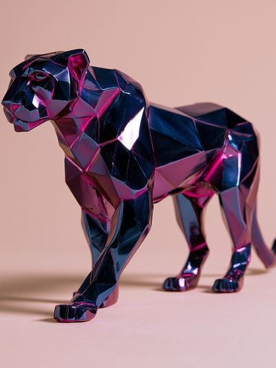 Geometric Panther Illustration Poster.