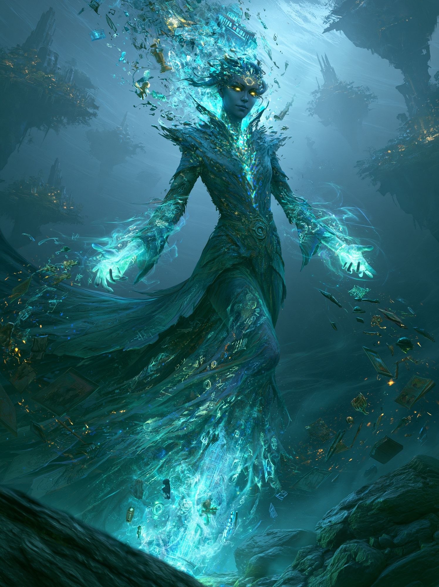 Abyssal Water Spirit Illustration Poster. poster — illustration art