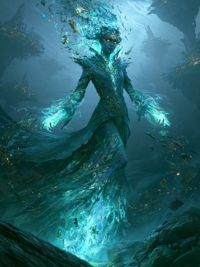 Abyssal Water Spirit Illustration Poster. poster print
