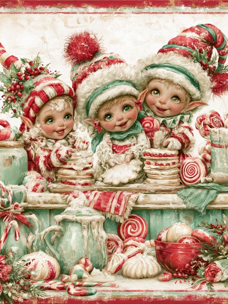 Christmas Elves Candy Shop Poster. poster — illustration art